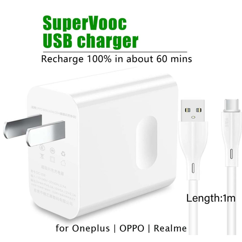 CARGADOR Y CABLE 65W SUPER VOOC ORIGINAL